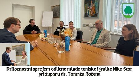 Sprejem teniške igralke Nika Štor pri županu dr. Tomažu Roženu